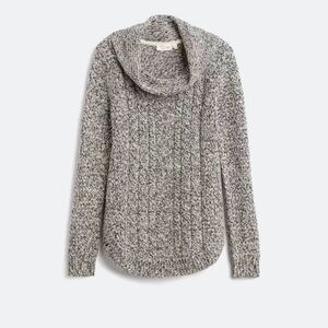 Cozy Gray Cable Cowl Neck Sweater